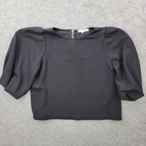 Green Envelope Los‎ Angeles Blouse Womens Large Black Puff 3/4 Sleeve Top